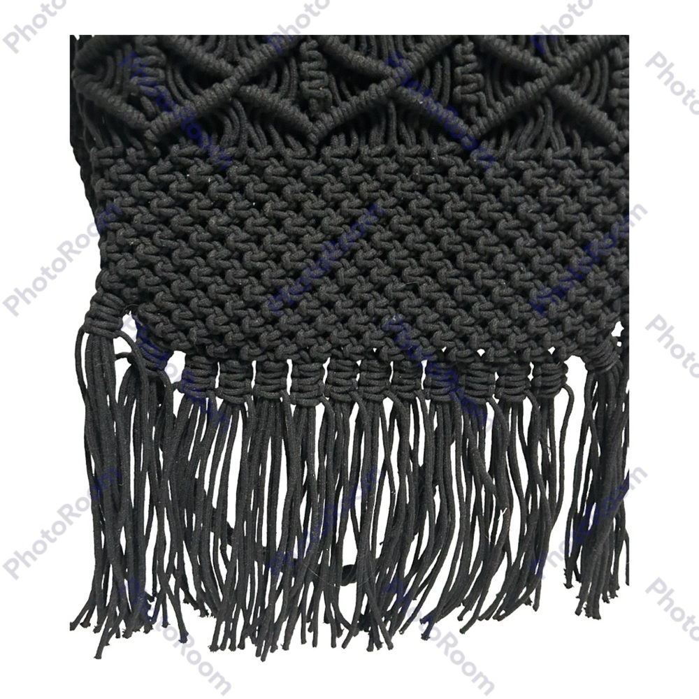 Danielle Nicole Macrame Fringe Purse Black Boho W… - image 8